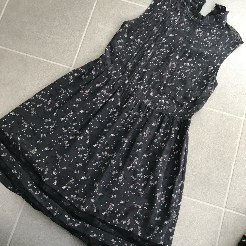 All Saints Black Floral Mini Dress